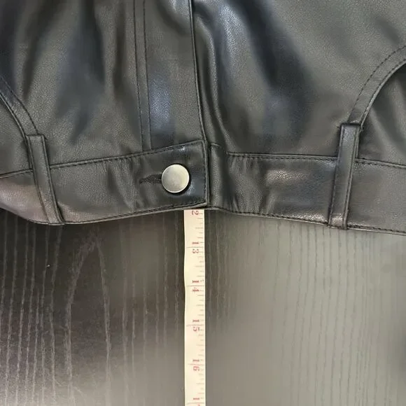 NWT Size 9 SO Black Faux Leather High Rise Flare Bell Bottom Pants Chic Goth 70s - Picture 15 of 16